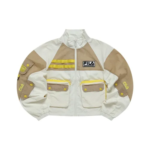 White Mountaineering X FILA FUSION FILA FUSION Hakusan L Collaboration Collection Cropped Coats Women's Mysterious Khaki
