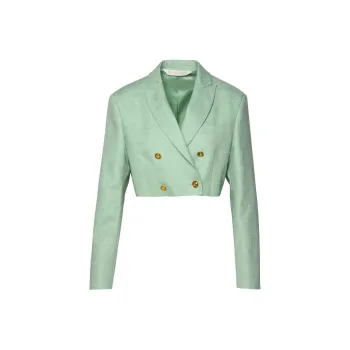 PALM ANGELS Double-Breasted Cropped Blazer