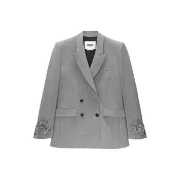 MSGM Floral Appliqué Logo Patch Blazer