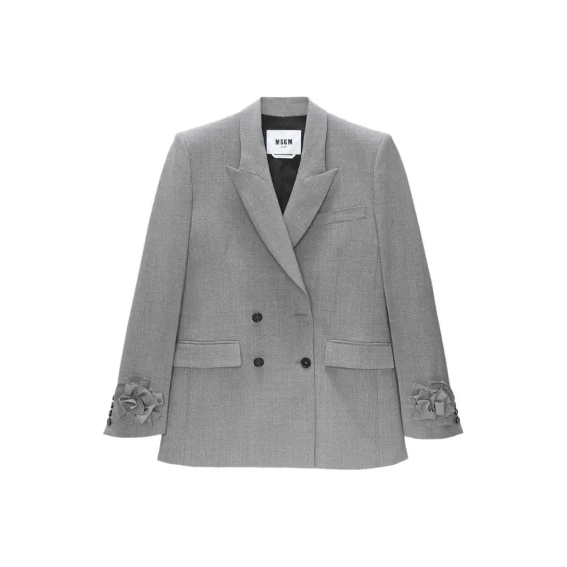 MSGM Floral Appliqué Logo Patch Blazer-0