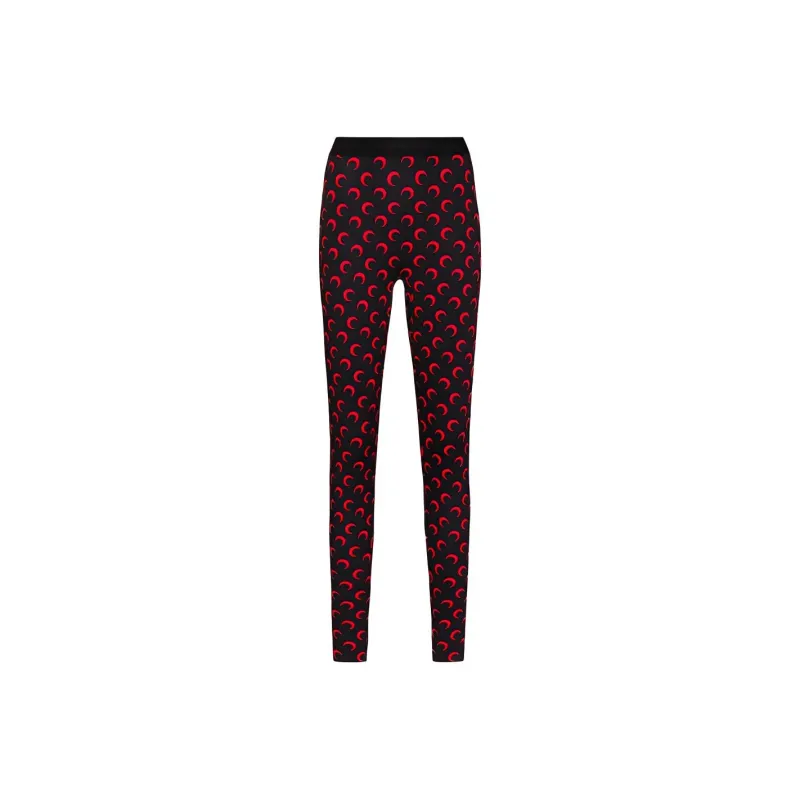 Marine Serre Moon Printed Jersey Stirrup Leggings 'Black/Red'-0