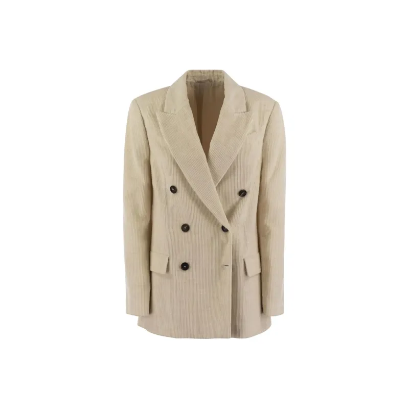 Brunello Cucinelli Double Breasted Corduroy Blazer-0