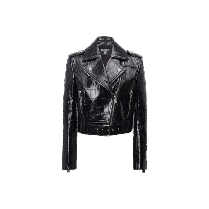 BALMAIN Polished finish Biker Jacket-0