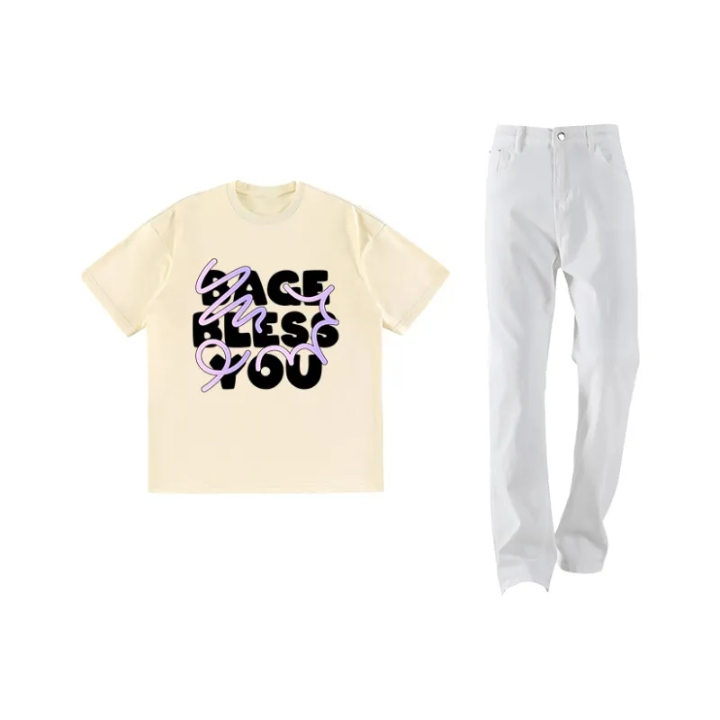 BAGE Casual Sportswear Unisex White Black Jeans-22