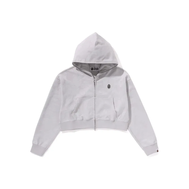 Bape Women's Solid Camo Jacquard One Point Cropped Zip Hoodie Sax-0
