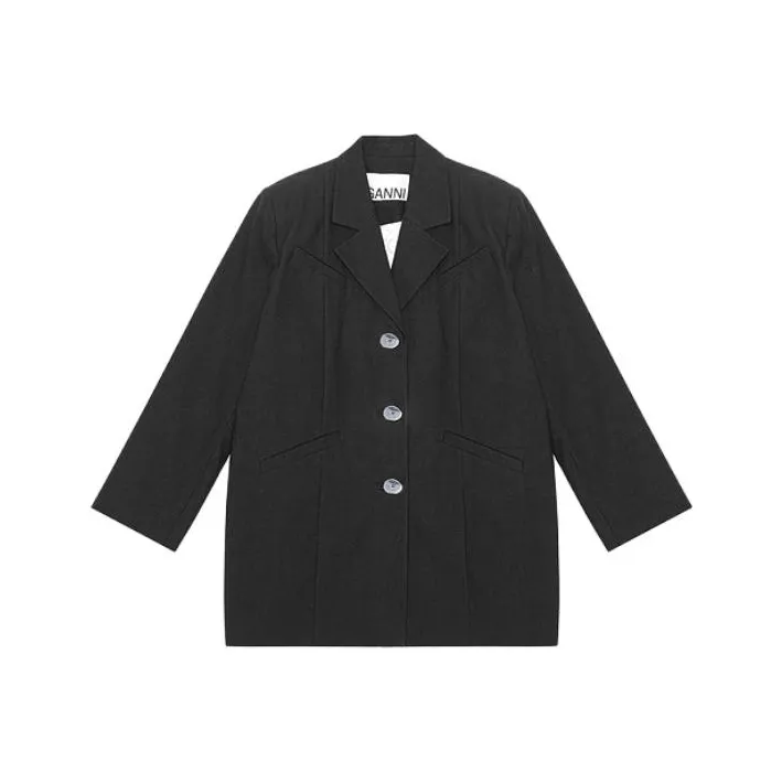 GANNI Single breasted Shoulder pads Blazer-0