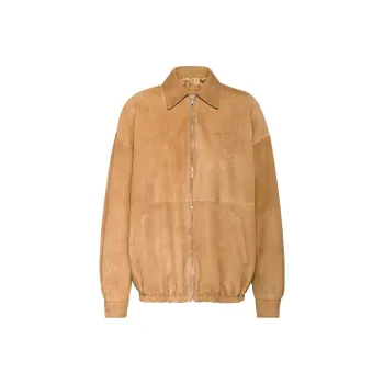 PRADA Leather Jackets Women's Maple Leaf Brown