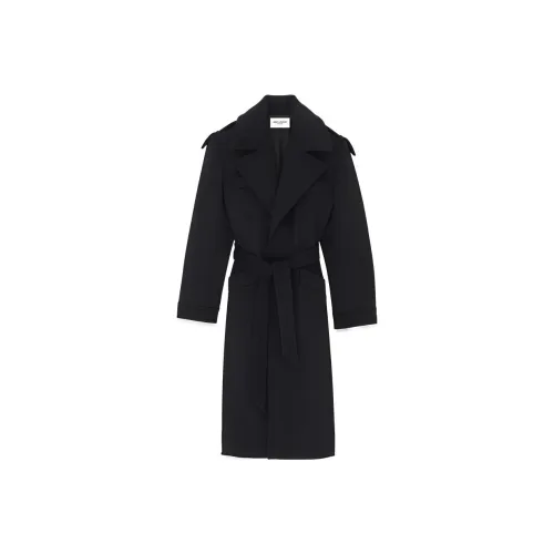 SAINT LAURENT Belted Long-Sleeved Coat