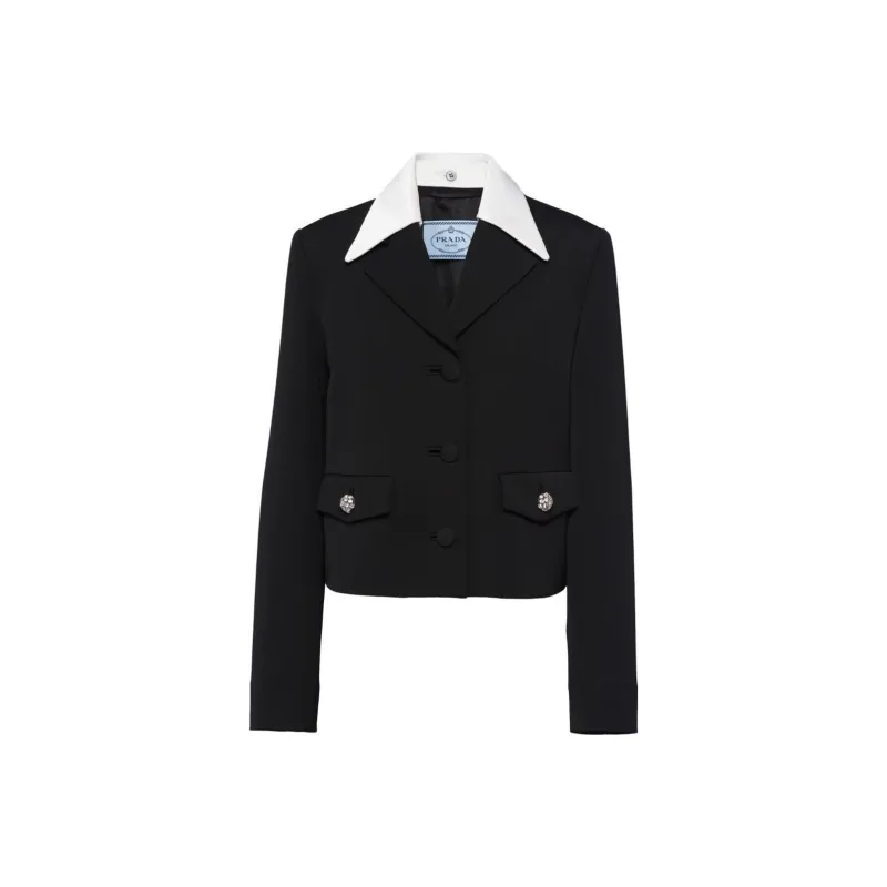 PRADA Contrast trim Wool Blazer-0