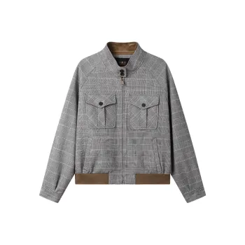 LOUISY AO Cropped Coats Women's Black Gray Plaid