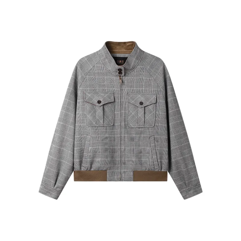 LOUISY AO Cropped Coats Women's Black Gray Plaid-0