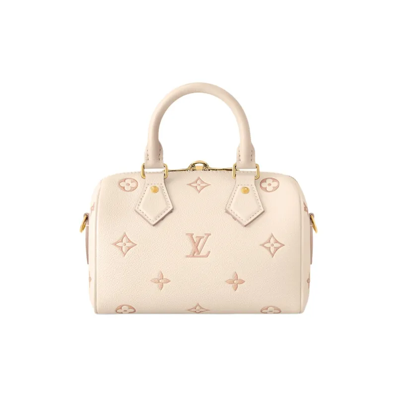 LOUIS VUITTON Speedy Embossed Grain Cow Leather Shoulder Bag, Crossbody Bag, Handbag Women's Beige-2