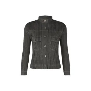 PLEATS PLEASE ISSEY MIYAKE SS24 Denim Jacket Women's Black