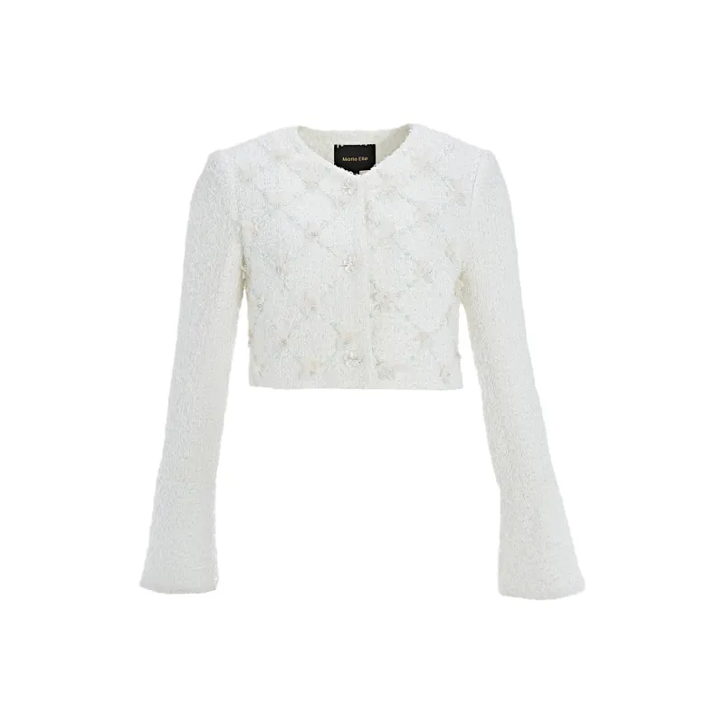 Marie Elie Cropped Coats Women's White-0