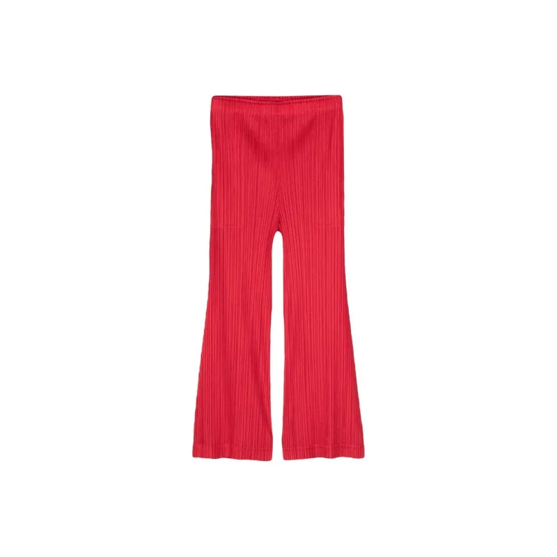 PLEATS PLEASE ISSEY MIYAKE Pleated Cropped Straight leg Trousers-0