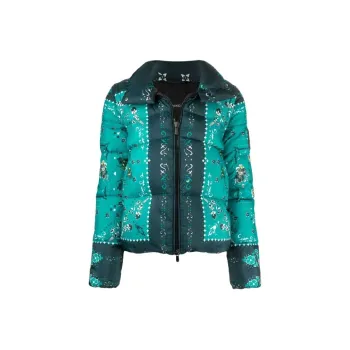 PINKO Floral Stand Collar Loose Fit Puffer Jacket Women's Blue