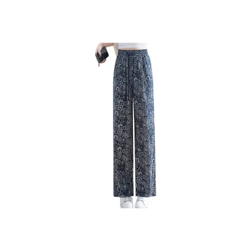 Cypress House Casual Pants Women's Navy Blue With White Floral