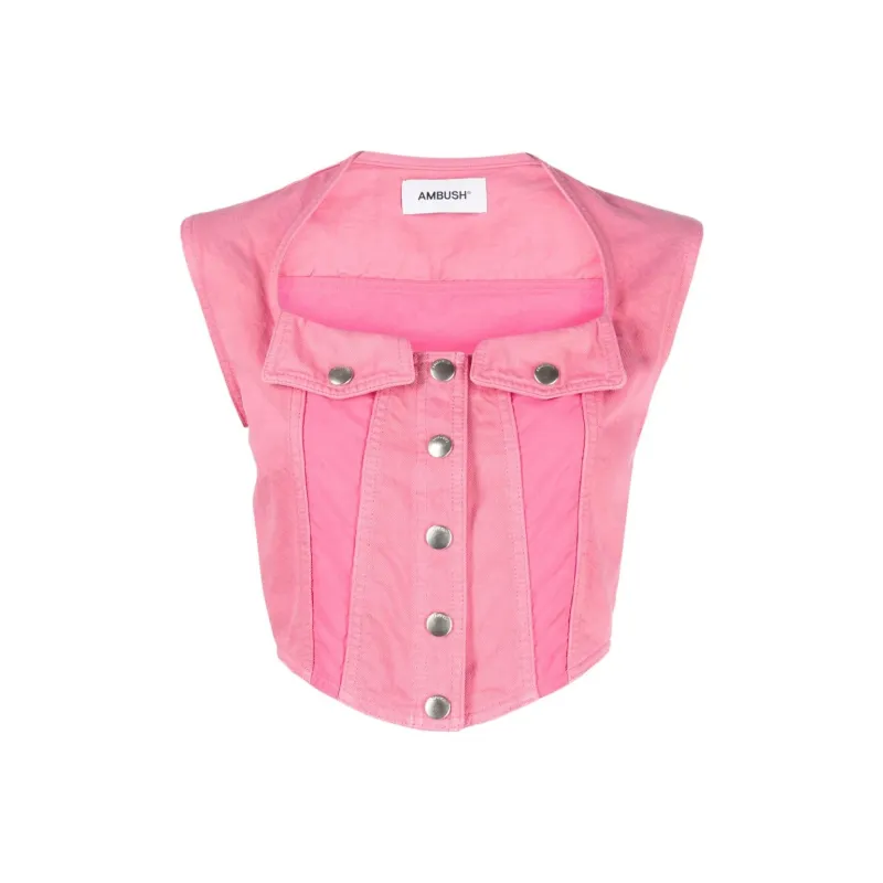 AMBUSH Cropped Sleeveless Denim Top-0