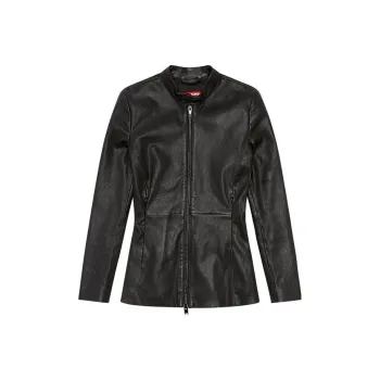 DIESEL Leather Jacket Women's Black