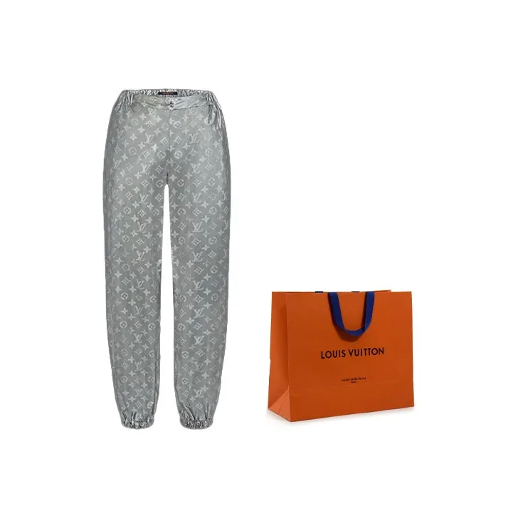 LOUIS VUITTON Knitted Sweatpants Women's Silver-3