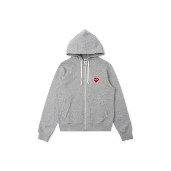 Comme Des Garcons Play Women's Red Multi Heart Zip Up Hoodie Grey