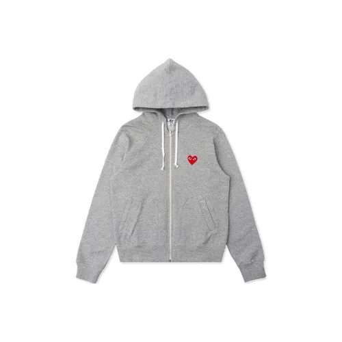Comme Des Garcons Play Women's Red Multi Heart Zip Up Hoodie Grey