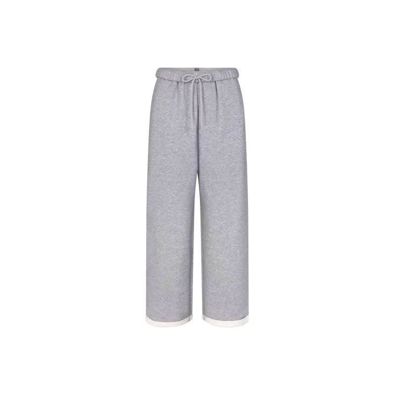 Skims COTTON FLEECE CLASSIC STRAIGHT LEG PANT Casual Pants Women's HEATHER GREY/Heather Gray-0
