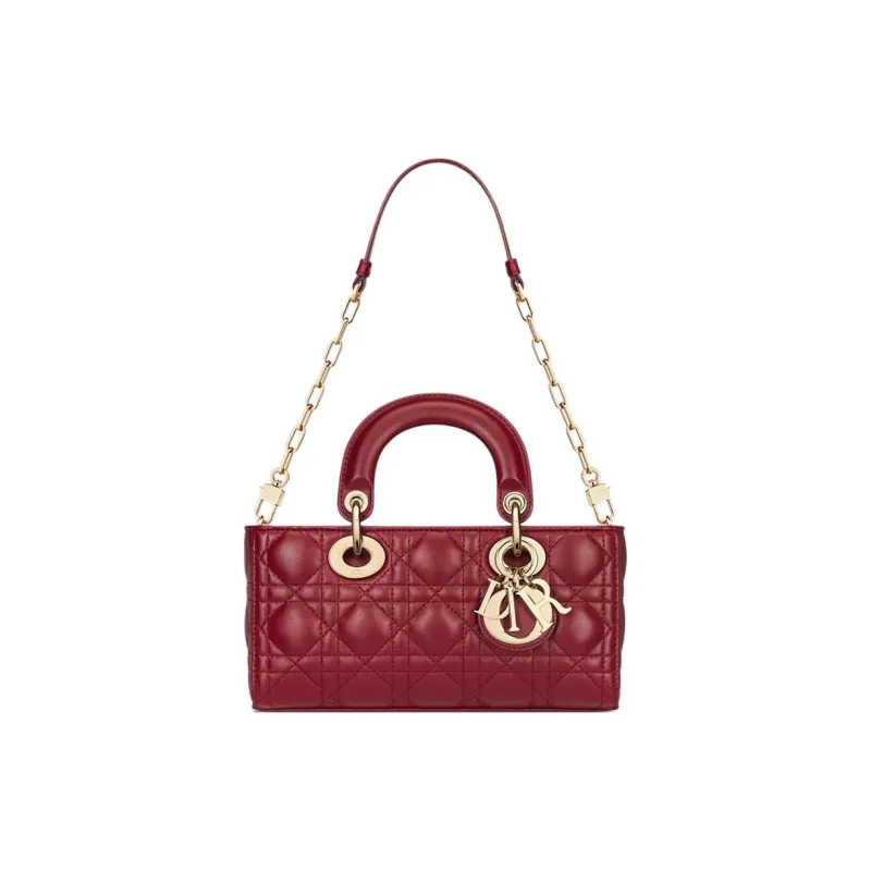 DIOR Lady D Joy Lambskin Shoulder Bag, Crossbody Bag, Handbag Small Size Women's Cherry Red-1
