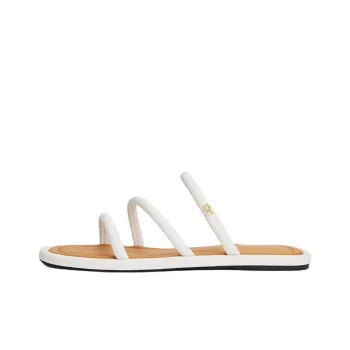 Tommy Hilfiger TH Monogram Rubber Sole Abrasion Resistant Slide Slippers Women's Beige