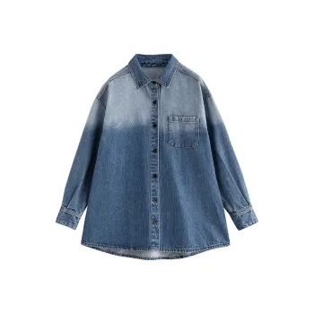 Initial Language Denim Jacket Women's Heavy Fermentation Gradient Blue