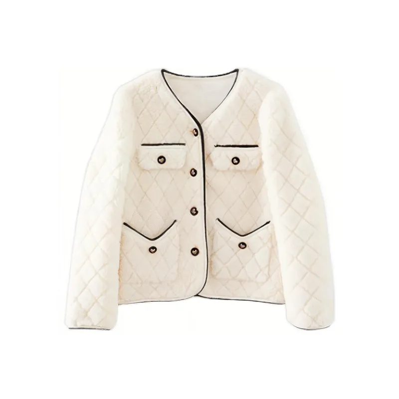 YALIDA Velvet feel Coat Women's White-0