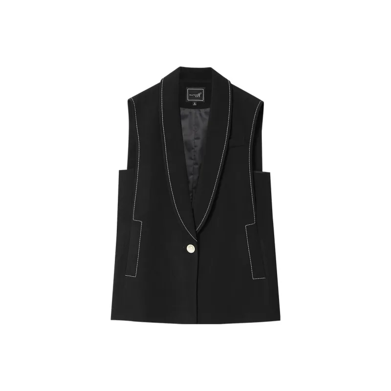 OUNIXUE Vests Women's Black-0