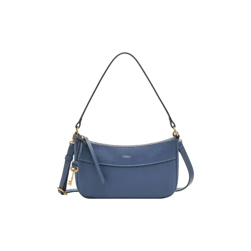 FOSSIL Leather Shoulder Bag, Crossbody Bag, Handbag Small Size Women's Blue