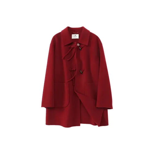 XIANGYING Coats Women's Red