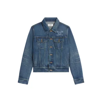 CELINE Trucker Jacket In Dark Union Wash Denim