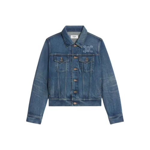 CELINE Academy Jacket In Dark Union Wash Denim