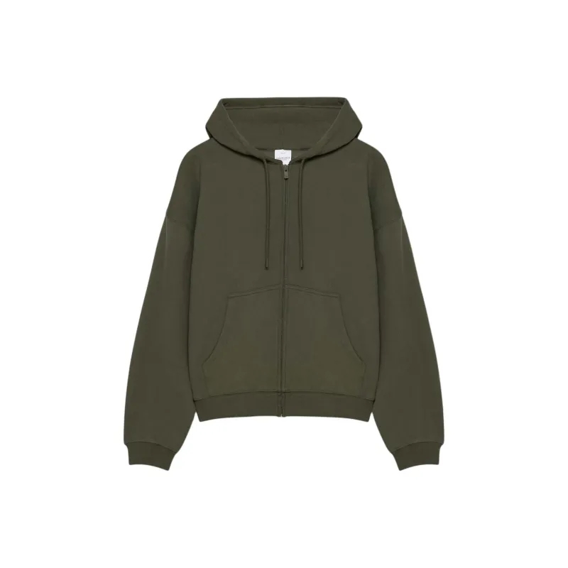 ARITZIA Sweatfleece Cozy Fleece Mega Drop Shoulder Zip Hoodie Sweatshirt Women's DARK OLIVE/Dark Olive-0