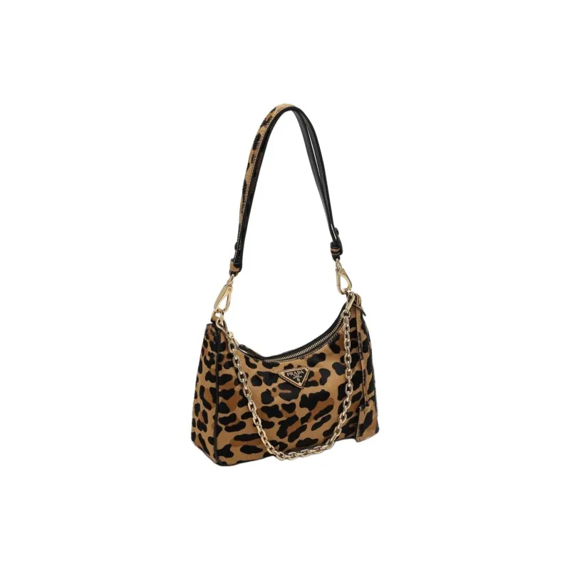 PRADA Leather Shoulder Bag Mini Women's Brown & Black-1