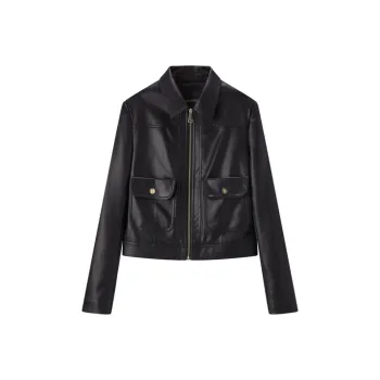 PEACEBIRD PU Leather Jacket Women's