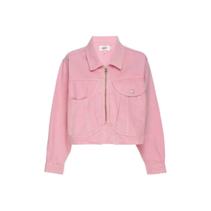FRAME Heart Cropped Denim Jacket-0