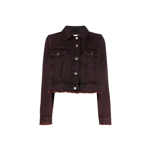 GANNI Overdyed Bleach Denim Cropped Jacket 'Shaved Chocolate'