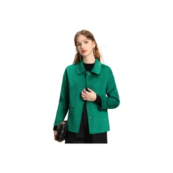 FENHONGMALI Coat Women's Emerald Green