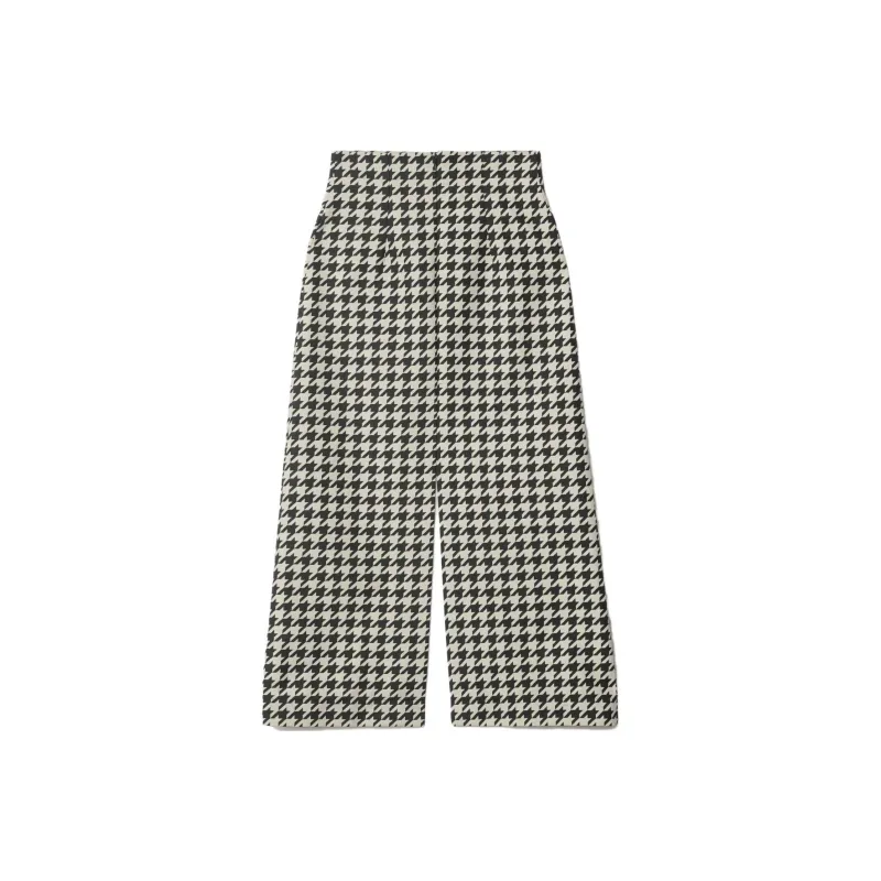 Burberry Houndstooth-pattern Gabardine Cropped Trousers-0