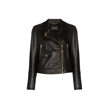 VERSACE VERSACE Leather Jacket Women's Black