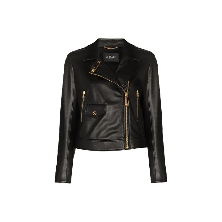 VERSACE VERSACE Leather Jacket Women's Black-0