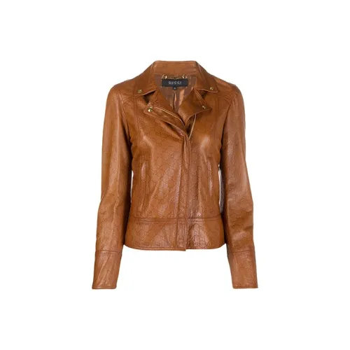GUCCI Leather Jackets Women's Umber