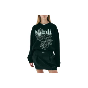 MARDI MERCREDI SS25 SWEATSHIRT TRIPLE FLOWER_BLACK MINT Sweatshirt Korean Style Women's Black/Mint