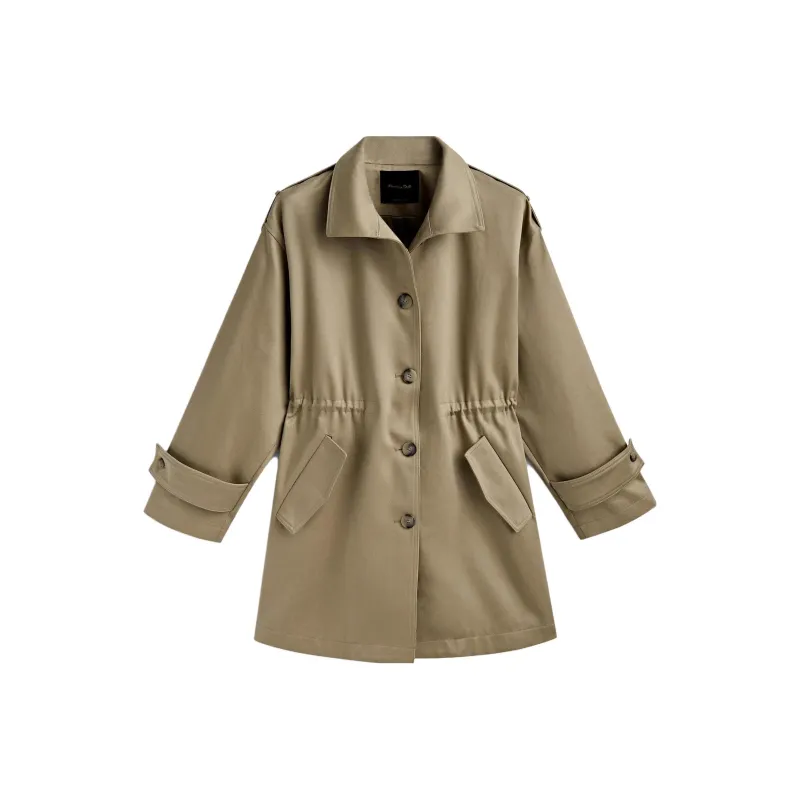Massimo Dutti Trench Coats Women's Olive Green-0