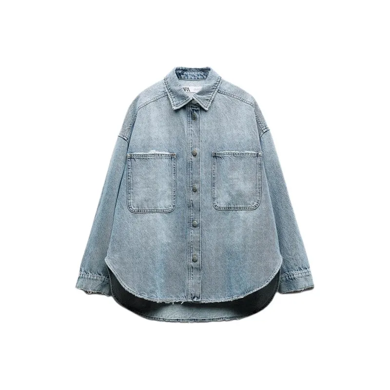 ZARA Denim Jacket Women's Light Blue-0