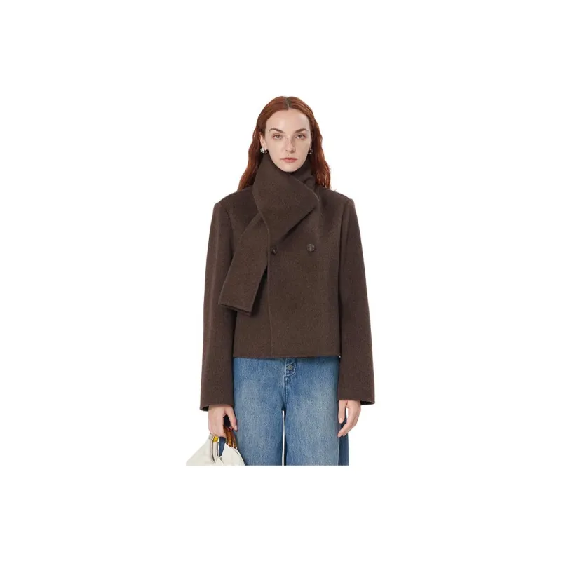 Self Who Scarf Collar Coat Women's-2